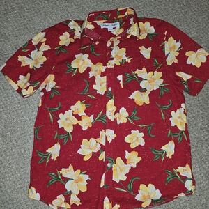 Old Navy Red Floral Casual Shirt